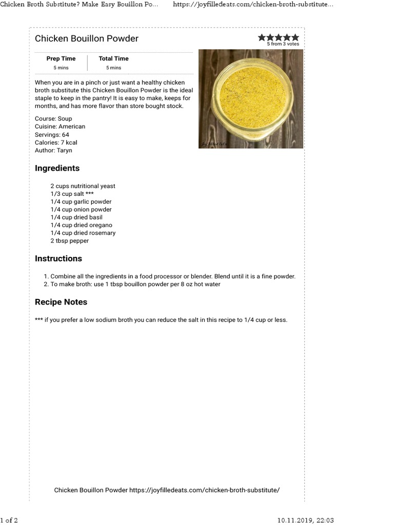 Chicken Broth Substitute Make Easy Bouillon Powder Joy Filled Eats Broth Nutrition Facts Label
