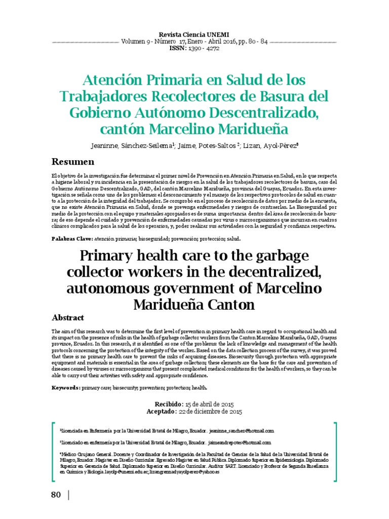 Salud y Bioseguridad en Recolectores de Basura | PDF | Residuos ...