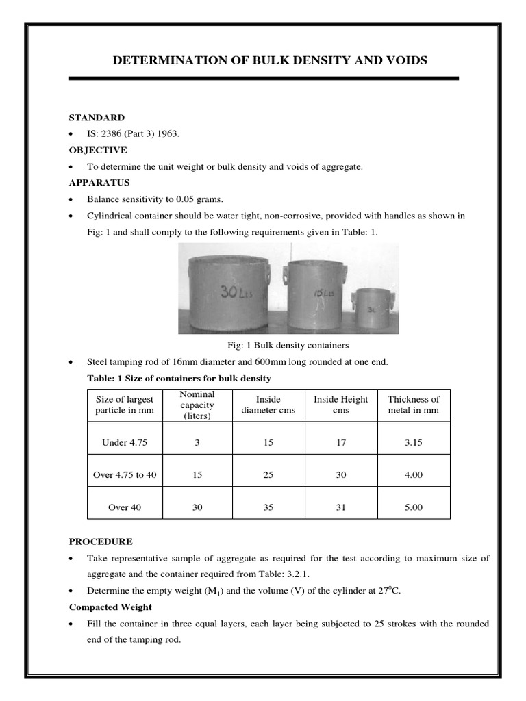 Bulk Density and Voids of Aggregate | PDF