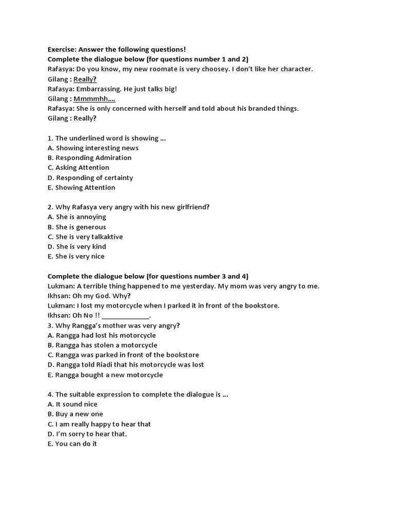 English Dialogue Exercises | PDF