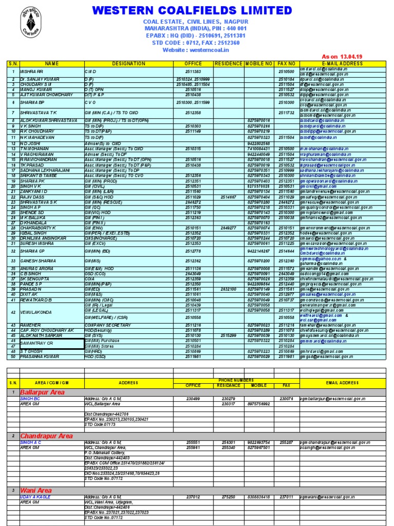 WCL Contact Directory and Employee List | PDF