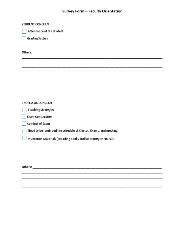 Survey Form - Faculty Orientation | PDF