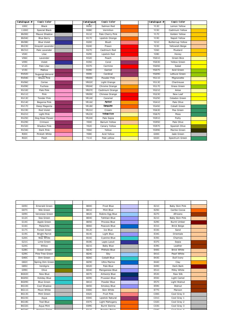 ShinHan art supplies Marker Color Charts - DOWNLOADS at
