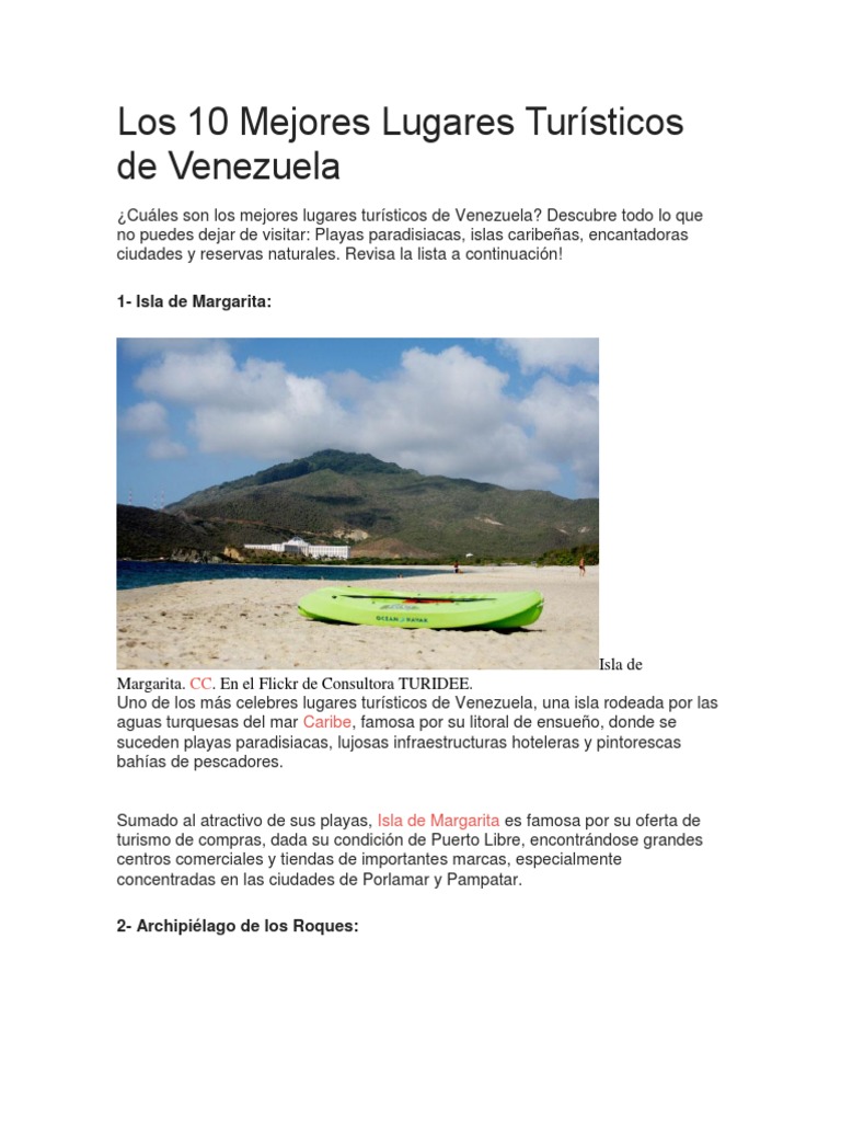 Los 10 Mejores Lugares Turísticos de Venezuela | PDF | Venezuela | Isla