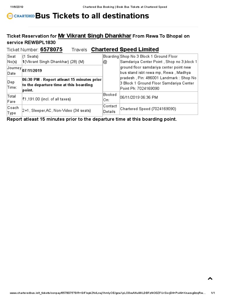 Book Bus Tickets from Rewa to Bhopal | PDF