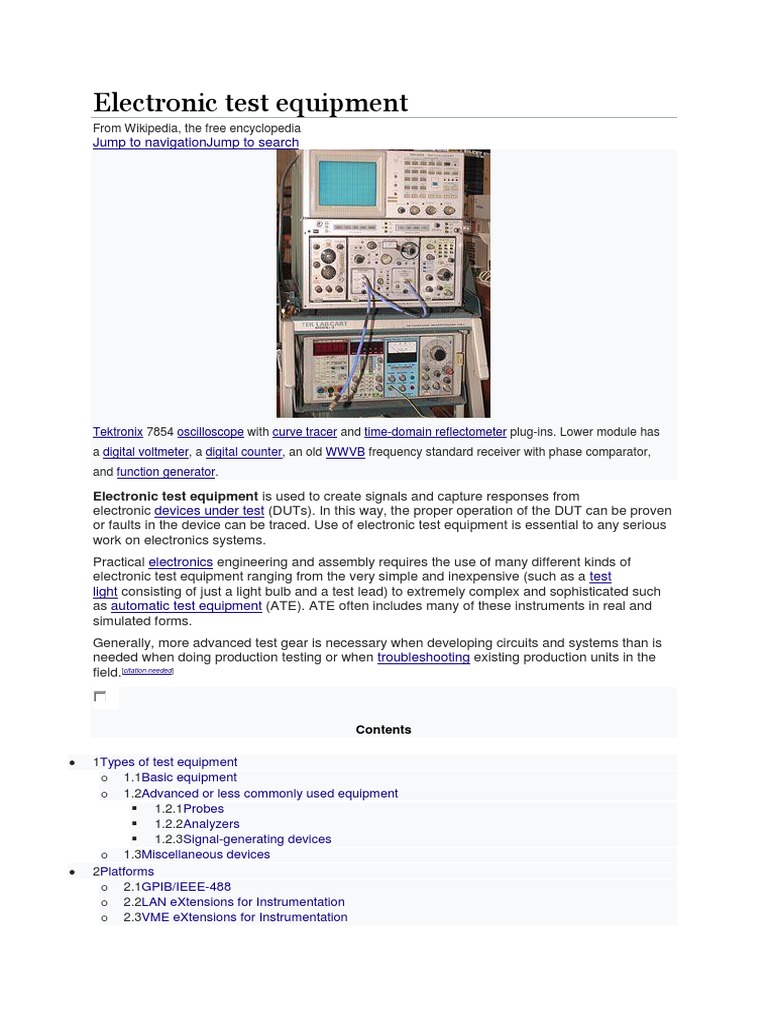 Electronic Test Equipment PDF Usb Computer Engineering