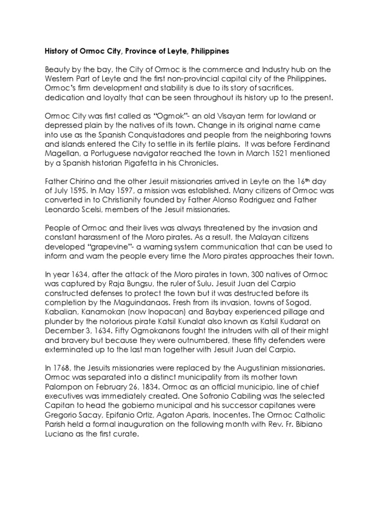 A History Of Progress And Resilience Ormoc City From Its Early