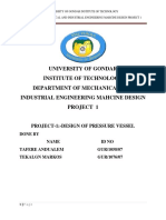 University of Gondar Institute of Technology Department of Mechanical and Industrial Engineering Mahcine Design Project 1