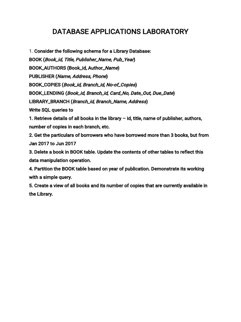 Dbms Lab Queries PDF Business