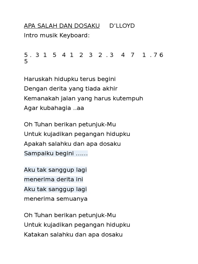 Apa Salah Dan Dosaku