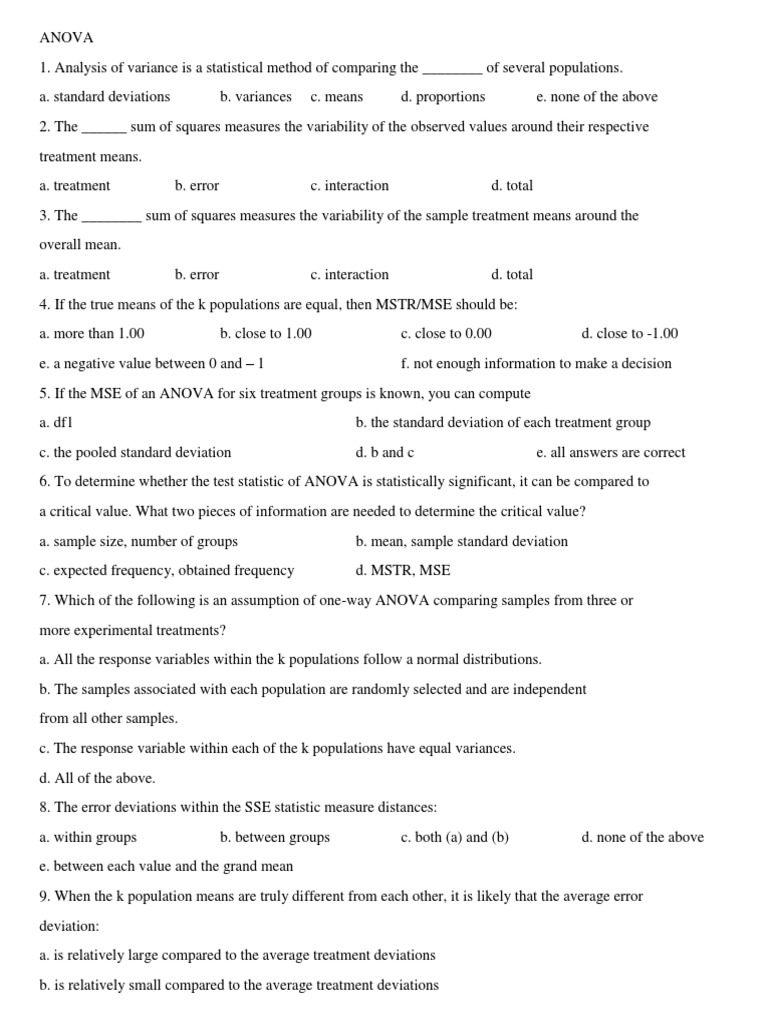 Understanding ANOVA: Key Concepts and Questions | PDF | Analysis Of  Variance | Variance