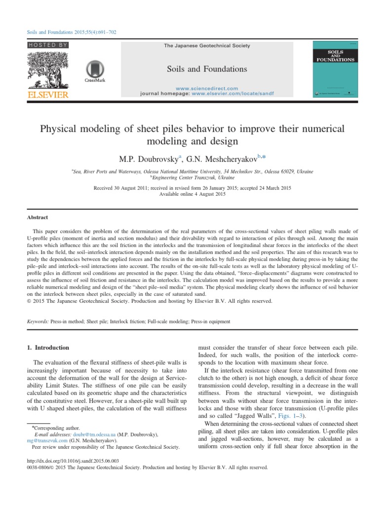Sheet Piles Behavior Modeling | PDF | Deep Foundation | Friction