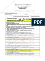 Demonstration Teaching Evaluation Checklist