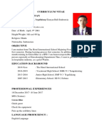 Curriculum Vitae for Hospitality Student