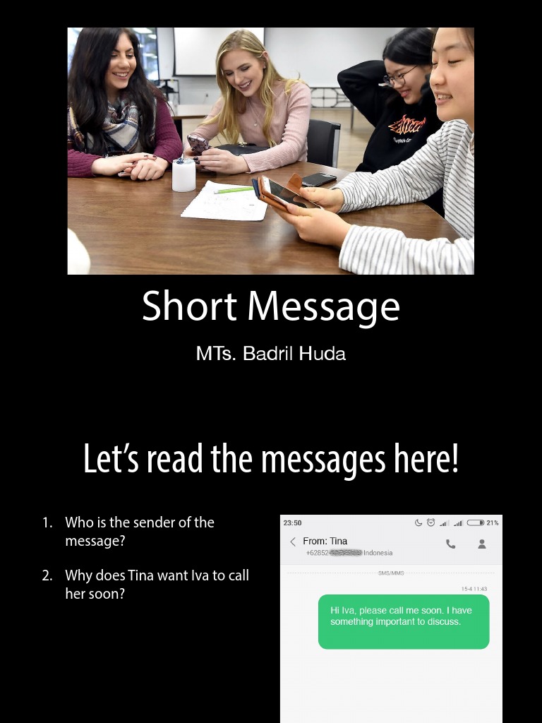 Short Message Examples for Class 8 | PDF