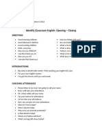 Identify Classroom English: Opening - Closing: Greetings