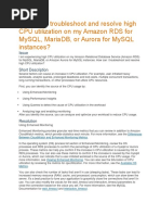 How Can I Troubleshoot and Resolve High Cpu Utilization On My Amazon Rds For Mysql, Mariadb, or Aurora For Mysql Instances?