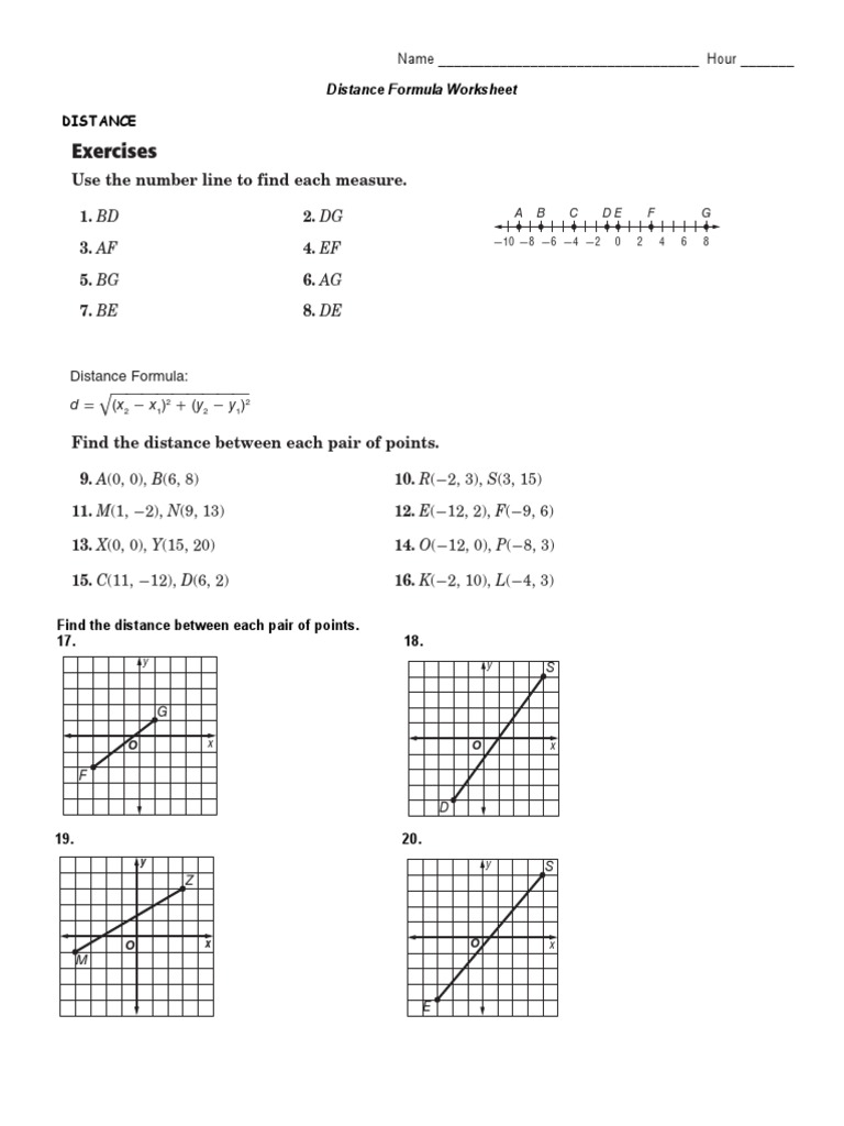 Distance Formula Worksheet | PDF | Teaching Mathematics | Geometry