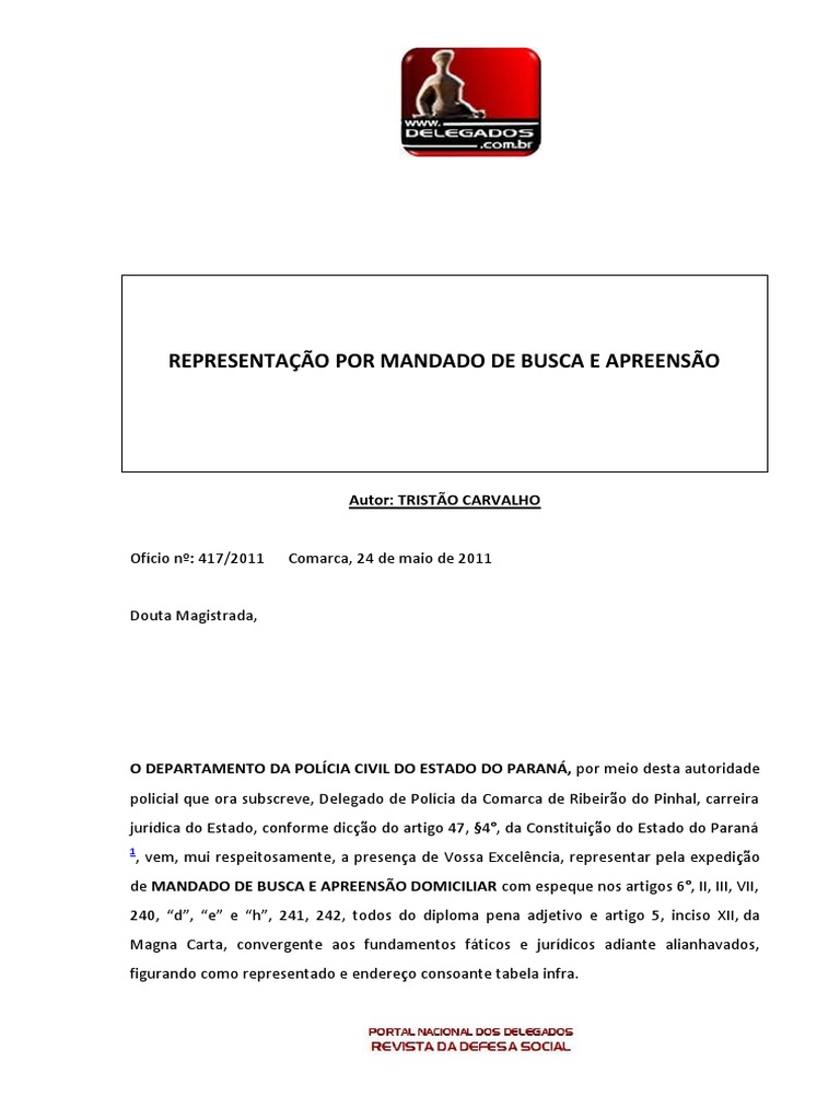 Mandado de Busca e Apreensão Domiciliar | PDF | Polícia | Crime e Violência