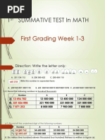 1 Summative Test in Math: First Grading Week 1-3