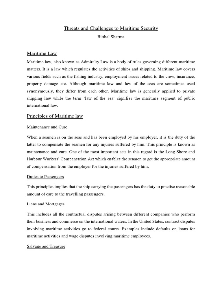 Threats and Challenges To Maritime Security PDF Admiralty Law Piracy