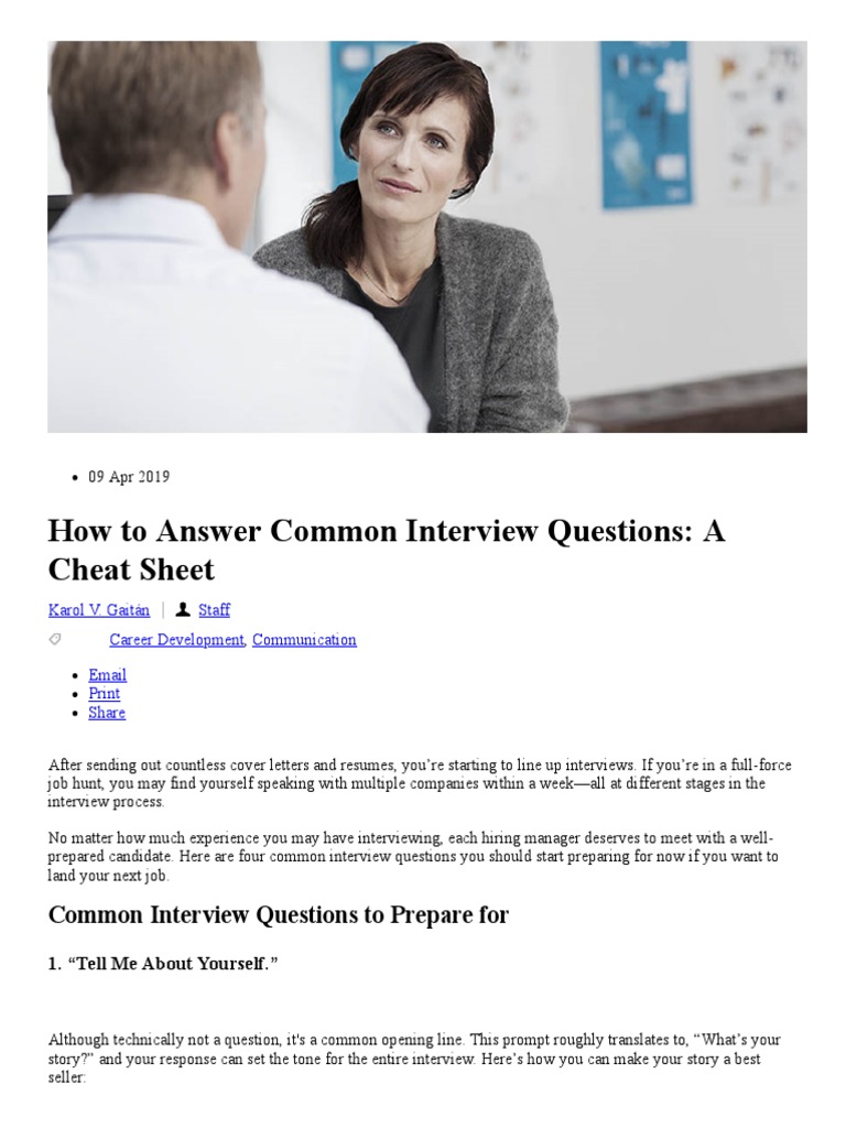 Common Interview Questions & Answers - HBS PDF | PDF | Question | Interview