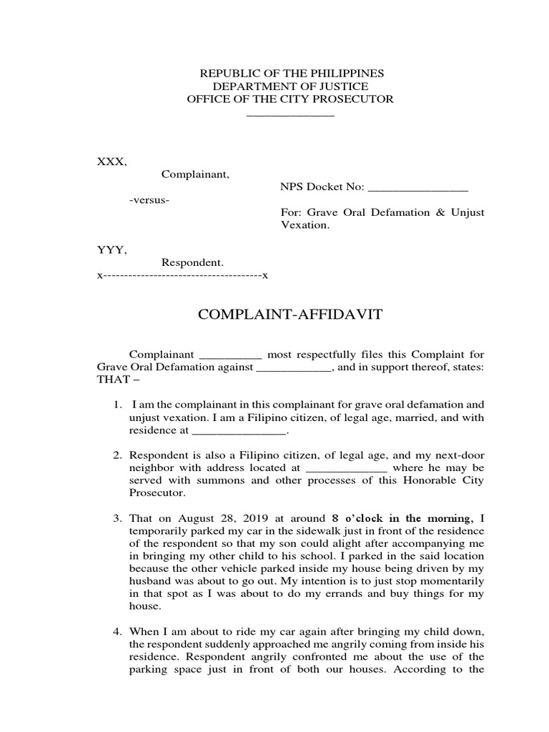 sample-complaint-affidavit-oral-defamation-defamation-common-law