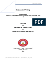 Underwater Welding: A Seminar Report Submitted in Partial Fulfillment of The Requirements For The Award of The Degree of