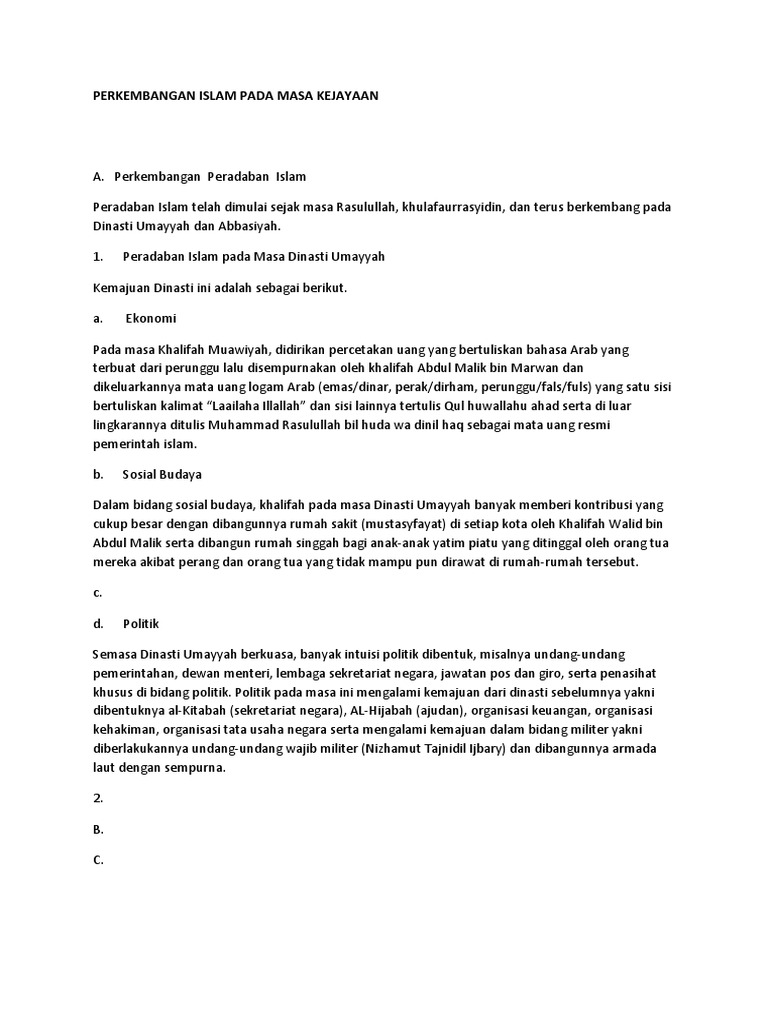 Perkembangan Islam Pada Masa Kejayaan Pdf