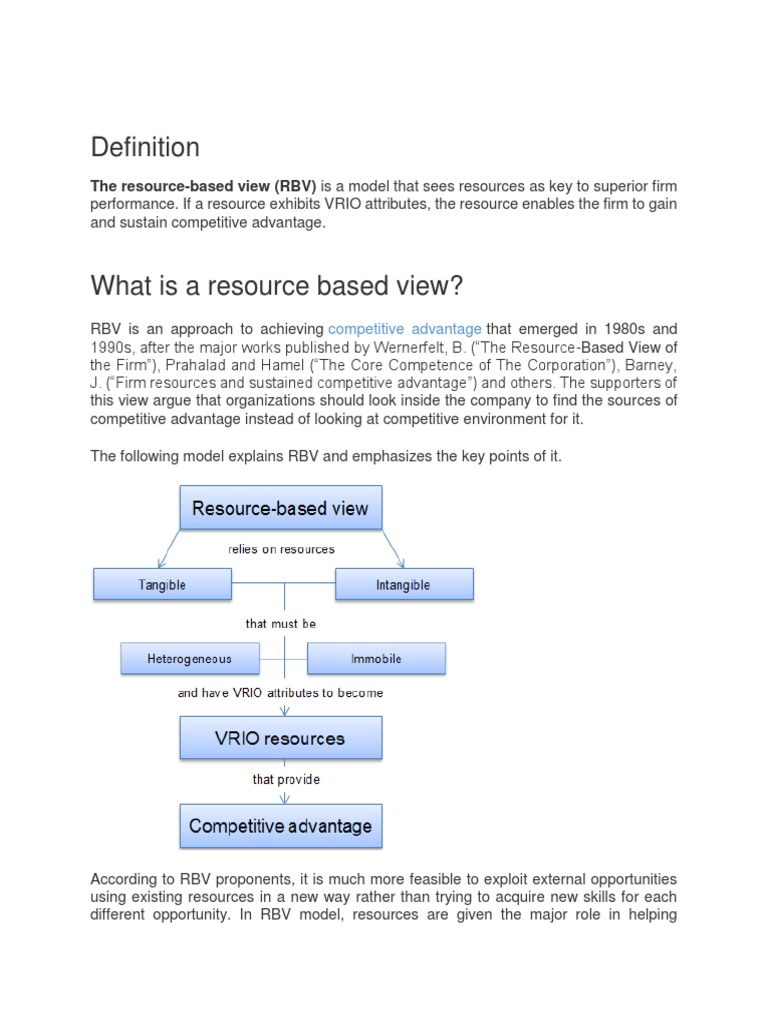 Understanding RBV and VRIO Frameworks | PDF | Microeconomics | Business