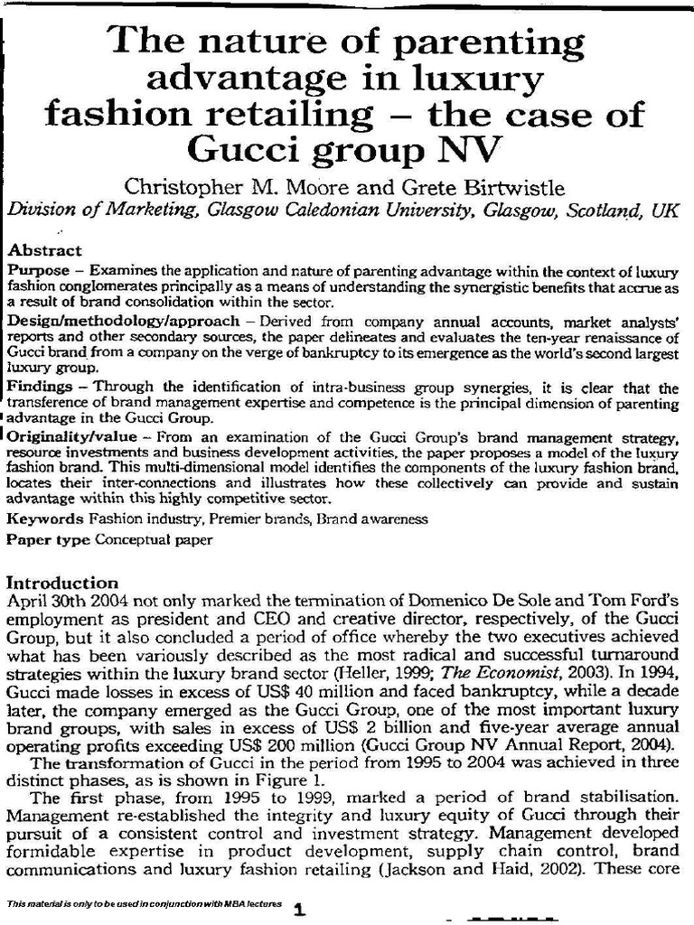 Gucci Group N.V. (A) - Case Solution