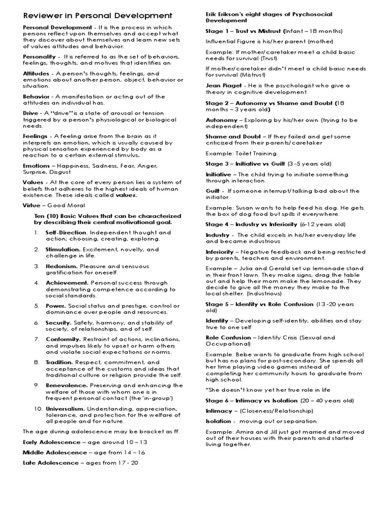 Reviewer in Personal Development 2nd Quarter | PDF | Emotions | Adolescence