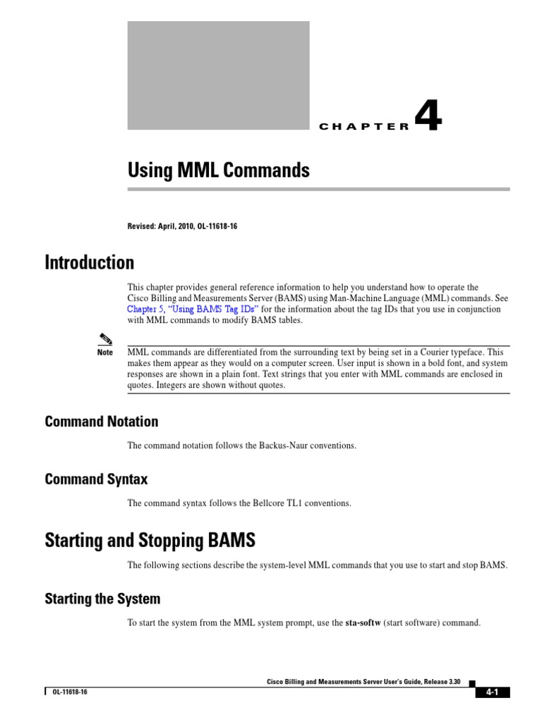 MML Command Guide for Cisco BAMS | PDF | Command Line Interface | Software