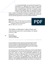 The Politics of Education: Culture Power and Liberation: by Paulo Freire. South Hadley, MA: Bergin &garvey, 1985