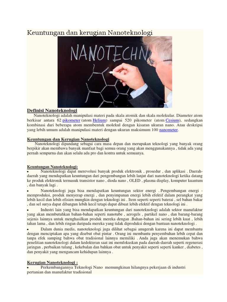 Kelebihan N Kekurangan Nanoteknologi Pdf