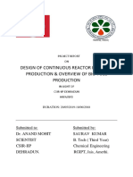 Design of Continuous Reactor For DCPD Production & Overview of Bio-Fuel Production