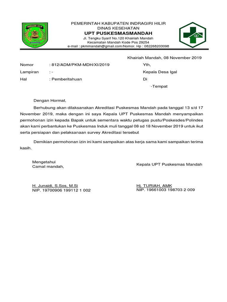Upt Puskesmasmandah Jl Tengku Syarif No 120 Khairiah Mandah Kecamatan Mandah Kode Pos 29254 Pdf
