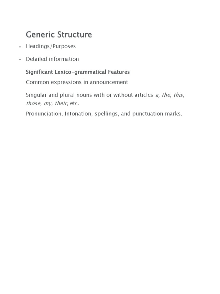 Generic Structure ANNOUNCEMENT PDF