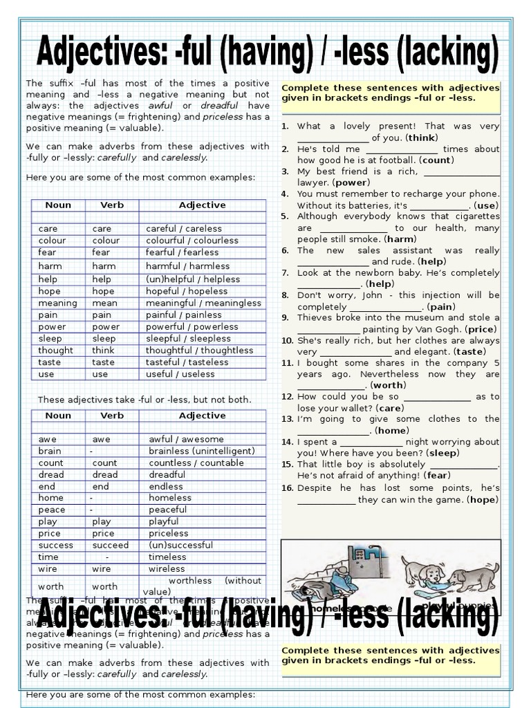 Full and Less | PDF | Adjective | Adverb