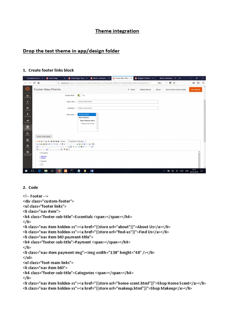 Theme Integration: 1. Create Footer Links Block | PDF | Cascading Style ...