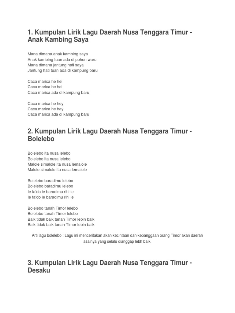 Lagu Daerah Ntt