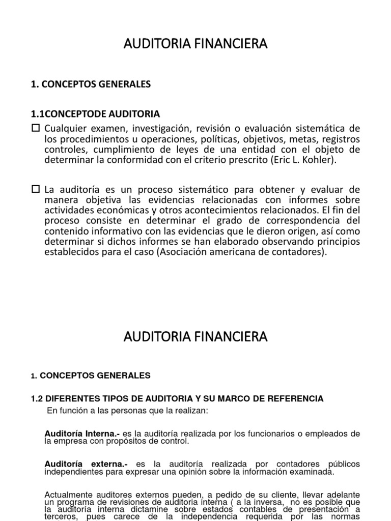 Conceptos Clave de Auditoría Financiera | PDF | Auditoría | Contralor