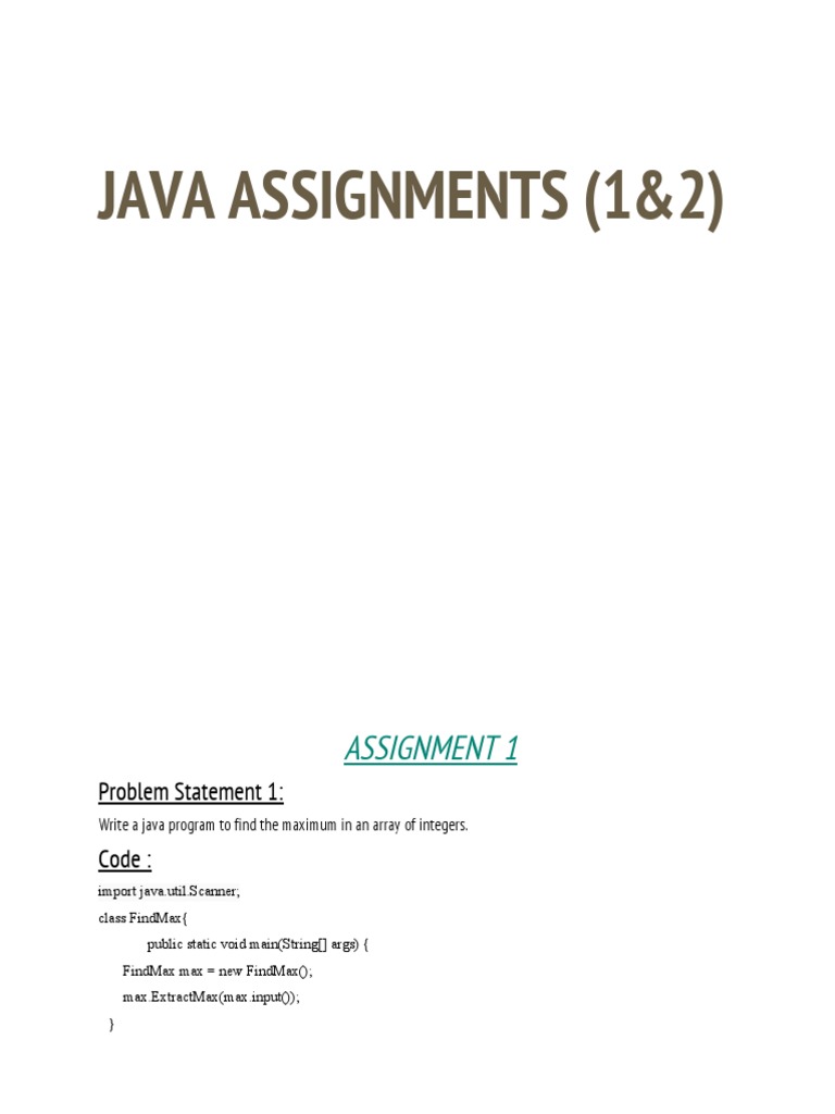 Java Assignments (1&2) : Assignment 1 | PDF | Inheritance (Object ...