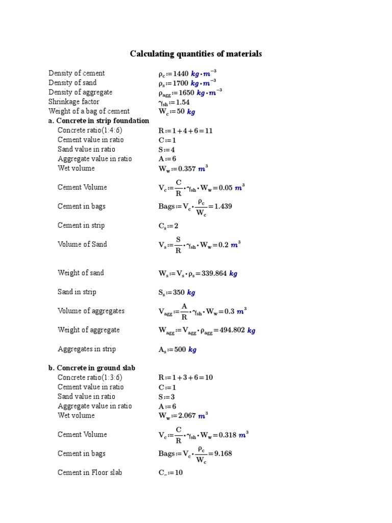 Calculating Building Materials | PDF | Mortar (Masonry) | Brick