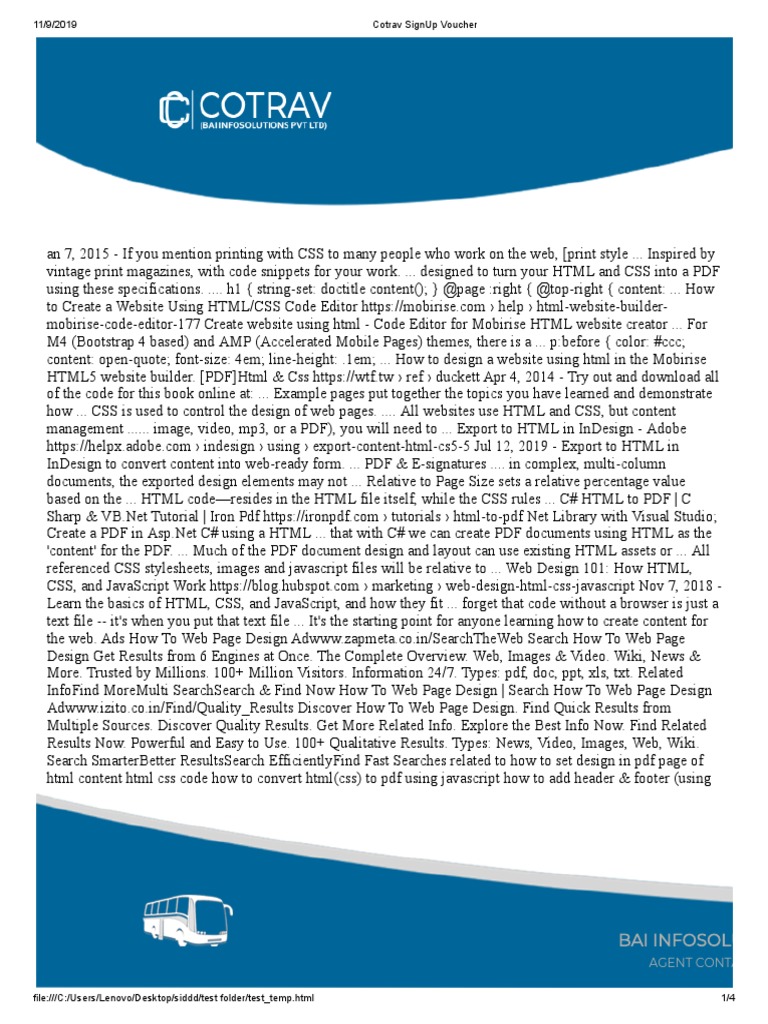 HTML to PDF Conversion Guide | PDF | Web Design | Web Page
