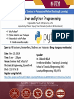 Seminar On Python Programming: Series of Public Lecture/ Seminar by Postdoctoral Fellow (Teaching & Learning)
