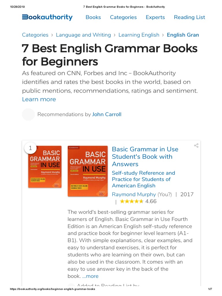 7 Best English Grammar Books For Beginners - BookAuthority | PDF | English  Language | English As A Second Or Foreign Language