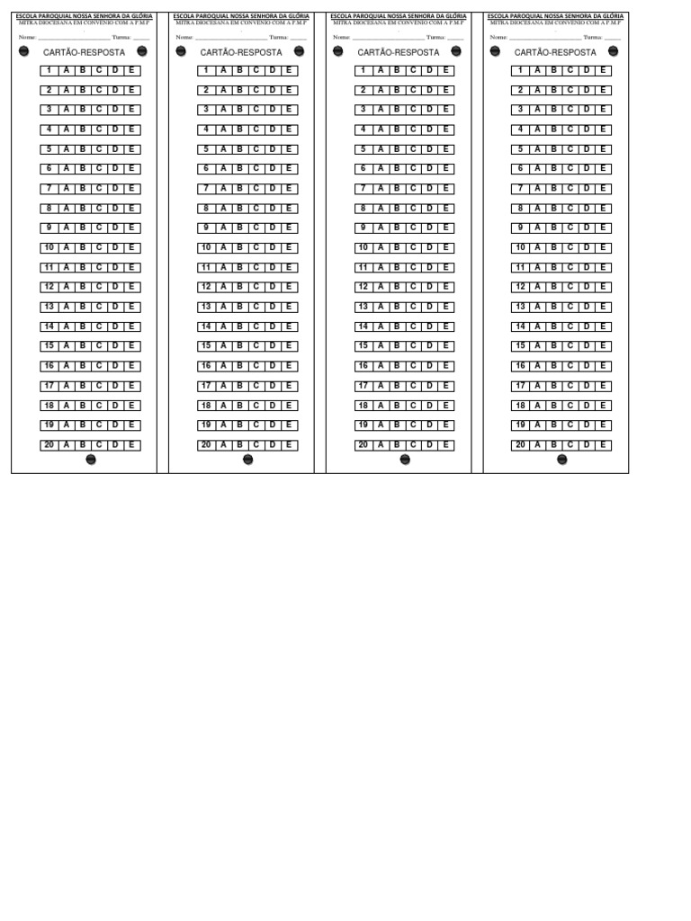 Cartão Resposta Simulado 2020 | PDF | Esportes