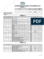 Panel - I: Interview Programme For The Month of November, 2019