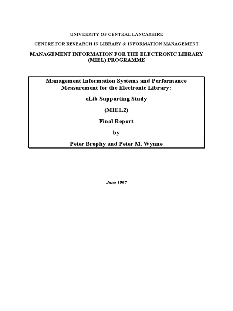 Management Information Systems and Performance Measurement For The ...